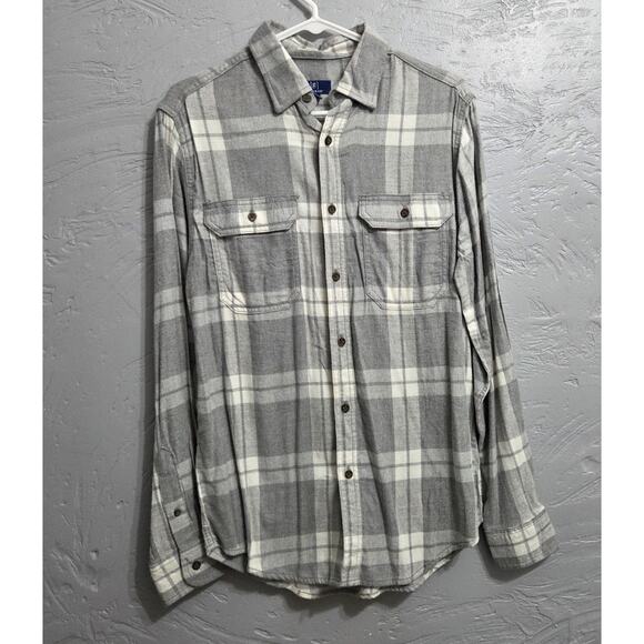 George Men's Button Down Plaid grey and white Flannel size Small - Picture 1 of 4